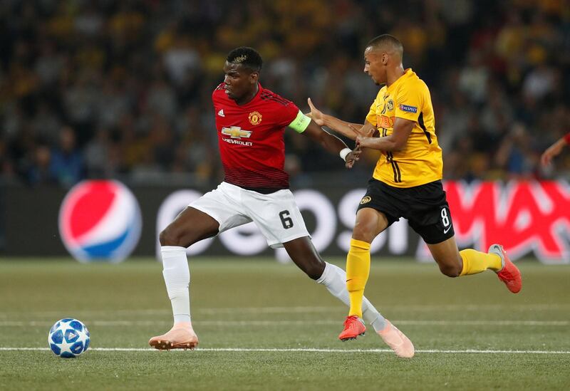 Pogba in action with Young Boys' Djibril Sow. Action Images via Reuters