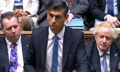 Britain's Chancellor of the Exchequer Rishi Sunak makes a statement on the cost of living crisis in the House of Commons. AFP