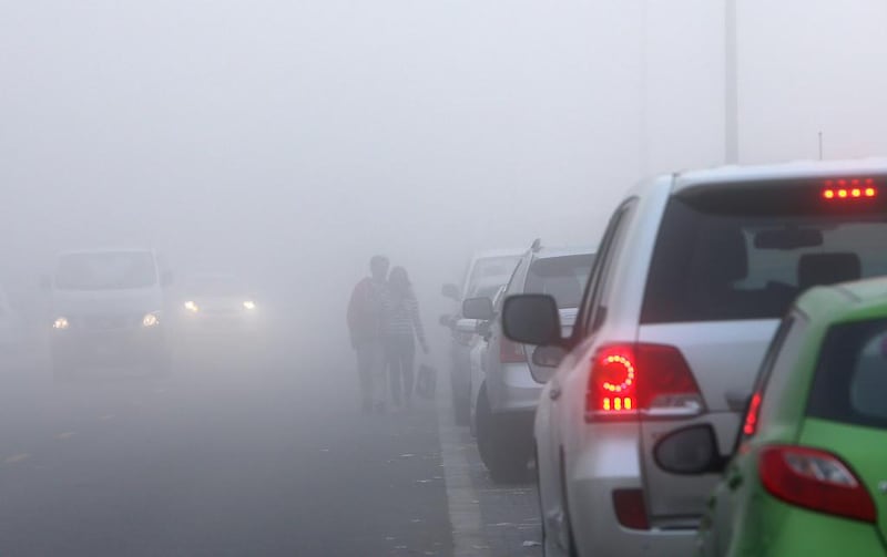 Fog during the morning in the Tecom area in Dubai. Pawan Singh / The National