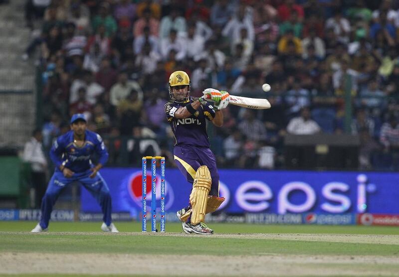 Gautam Gambhir of Kolkata Knight Riders, pictured during an Indian Premier League match against the Rajasthan Royals on April 29, 2014, hit 63 not out against Kings XI Punjab on May 11, 2014. Jeffrey E Biteng / The National