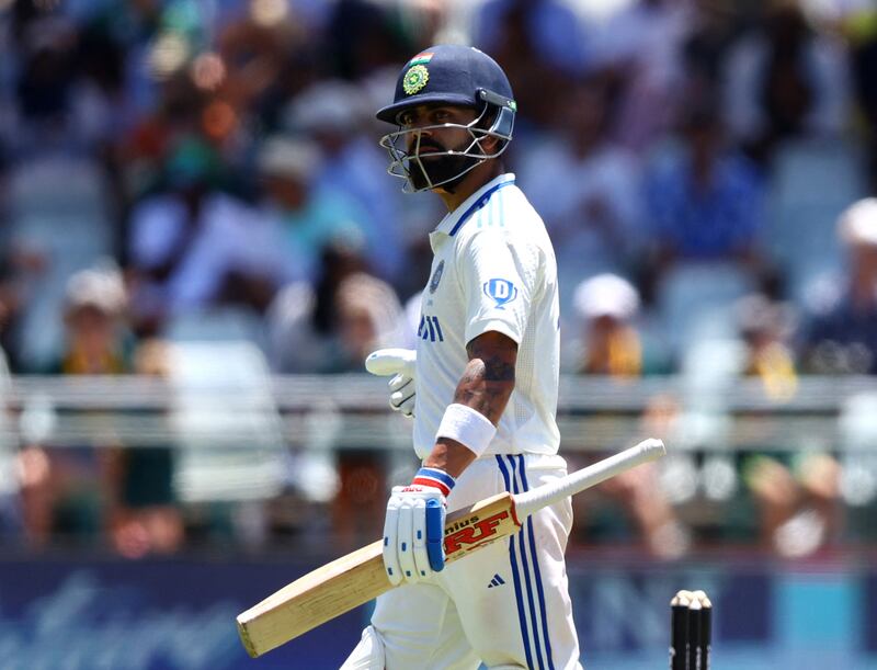 India's Virat Kohli walks off after losing his wicket for 12 runs. Reuters