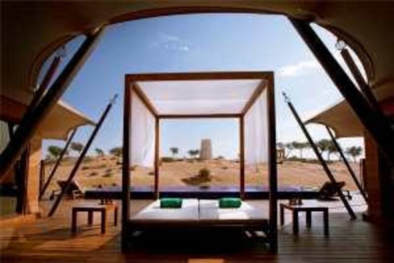 A handout photo showing Al Khaimah tented pool villa at Banyan Tree Al Wadi (Courtesy: Banyan Tree Hotels & Resorts) NOTE: For Travel's cover story on Where to go and What to do in 2010 *** Local Caption ***  BANYAN TREE AL WADI 01.jpg