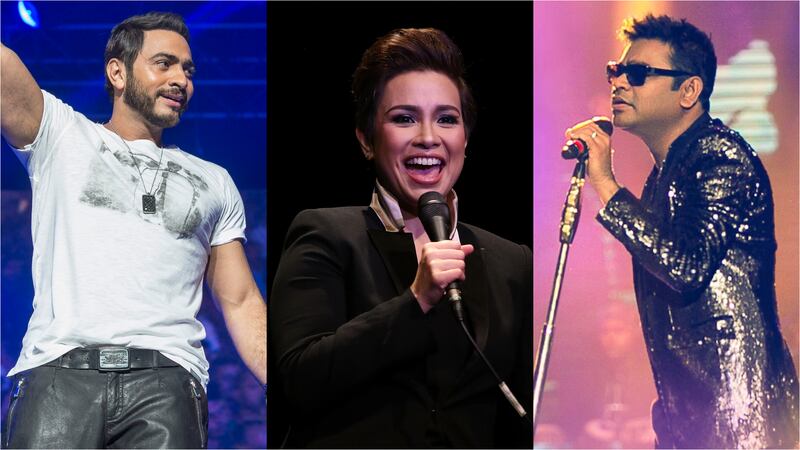 Tamer Hosny, Lea Salonga and AR Rahman are performing at Expo 2020 Dubai this week: Photo: Arun Titan, Getty Images