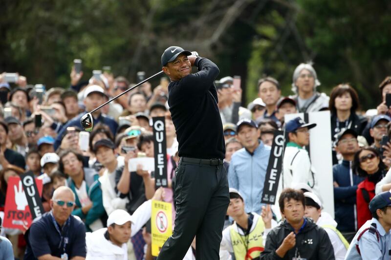 INZAI, JAPAN - OCTOBER 24: Tiger Woods of the United States hits his tee shot on the 8th hole during the first round of the ZOZO Championship at Accordia Golf Narashino Country Club on October 24, 2019 in Inzai, Chiba, Japan. (Photo by Chung Sung-Jun/Getty Images)