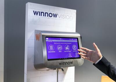 DUBAI, UNITED ARAB EMIRATES. 02 SEPTEMBER 2019. 

Ministry of Environment’s announces the AI Winnow Vision food technology. The AI-powered bin aims to cut down on food waste. It is made by UK technology startup Winnow Vision. The bin uses a camera and smart scales to keep track of what types of food are being thrown away too often, helping restaurants to save money, and the environment. The new smart bin applies machine learning to the problem of waste by recognising different foods after some assistance from kitchen staff in the initial stages.

(Photo: Reem Mohammed/The National)

Reporter:
Section: