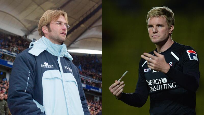 HAMBURG, GERMANY - JANUARY 29:  Fussball : 1. Bundesliga 04/05, Hamburg, 29.01.05;Hamburger SV - FSV Mainz 2:1;Trainer Juergen KLOPP/Mainz  (Photo by Cathrin Mueller/Bongarts/Getty Images)

WATFORD, ENGLAND - AUGUST 28:  Eddie Howe of Bournemouth looks on during the Capital One Cup second round match between Watford and AFC Bournemouth at Vicarage Road on August 28, 2013 in Watford, England.  (Photo by Jamie McDonald/Getty Images)
