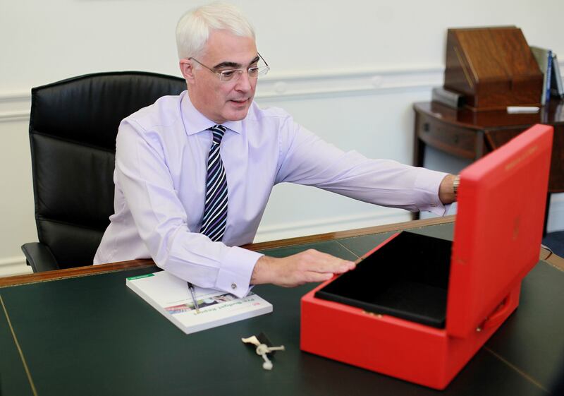 Mr Darling with the 2009 Pre-Budget Report at the Treasury in London