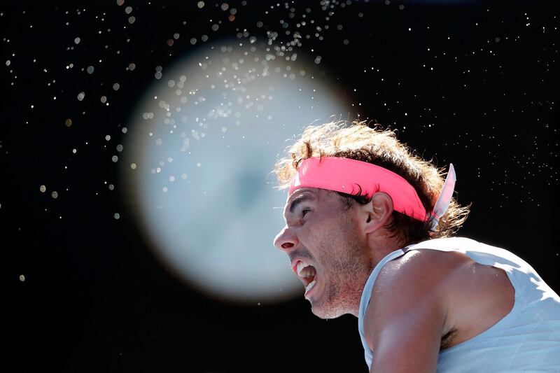 Rafael Nadal serves during his second round victory over Leonardo Mayer at the Australian Open in Melbourne. Michael Dodge / Getty Images)