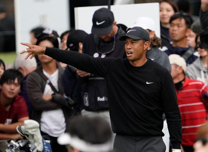Tiger Woods on the 9th hole. AP