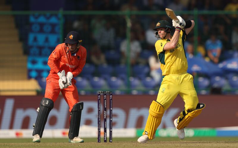 Steve Smith of Australia plays a shot on his way to 71. Getty Images