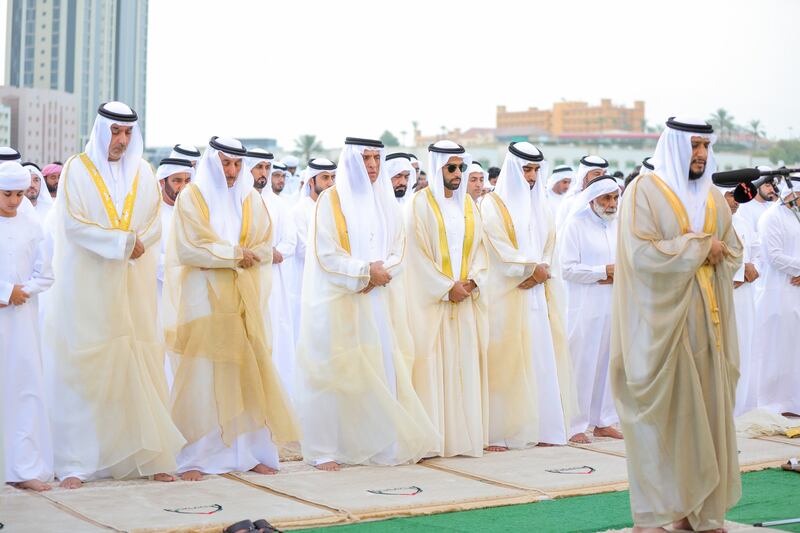 Sheikh Saud prayed to God to bless people of the UAE, and all Arab and Islamic nations, with good health, progress and prosperity