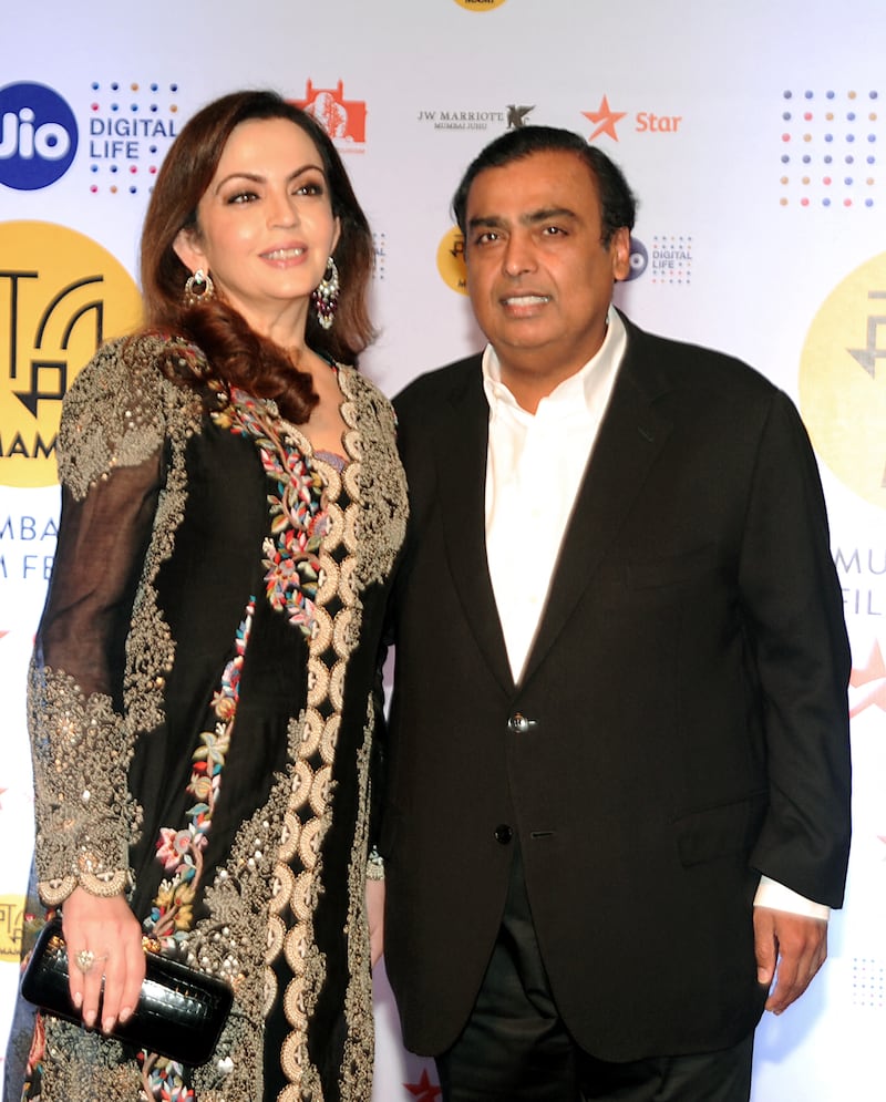 The Ambanis attend the Mumbai Film Festival opening ceremony at the Royal Opera House in October 2016. AFP
