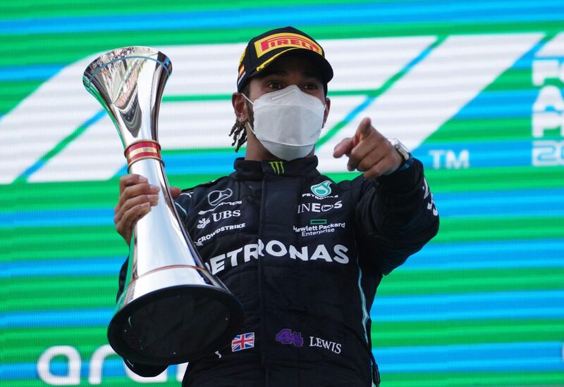 Mercedes' Lewis Hamilton celebrates winning the Spanish GP on Sunday. Reuters
