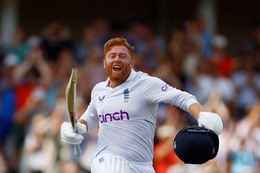 Cricket - Second Test - England v New Zealand - Trent Bridge, Nottingham, Britain - June 14, 2022 England's Jonny Bairstow celebrates reaching his century Action Images via Reuters / Andrew Boyers     TPX IMAGES OF THE DAY