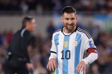 Lionel Messi of Argentina reacts during a FIFA 2026 World Cup qualifiers soccer match between Argentina and Paraguay at Mas Monumental stadium in Buenos Aires, Argentina, 12 October 2023.   EPA / JUAN IGNACIO RONCORONI