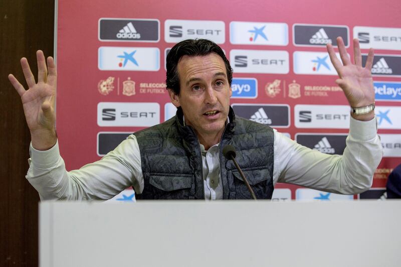 epa07079191 Arsenal's head coach Unai Emery attends a press conference during the 3rd UEFA Continuing Training Course License at Las Rozas Sports City on the outskirts of Madrid, Spain, 08 October 2018.  EPA/Rodrigo Jimenez