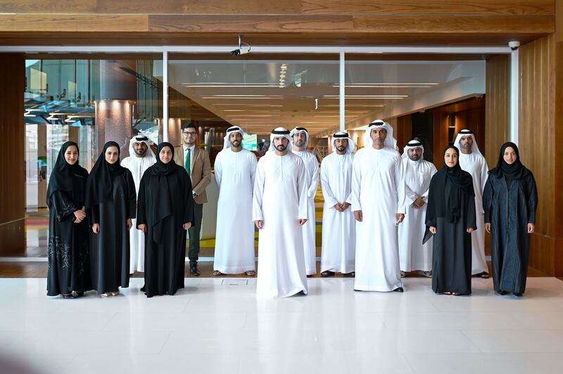 Sheikh Hamdan bin Mohammed, Crown Prince of Dubai and Chairman of Dubai Executive Council, meets council members at the Mohammed bin Rashid Library. 