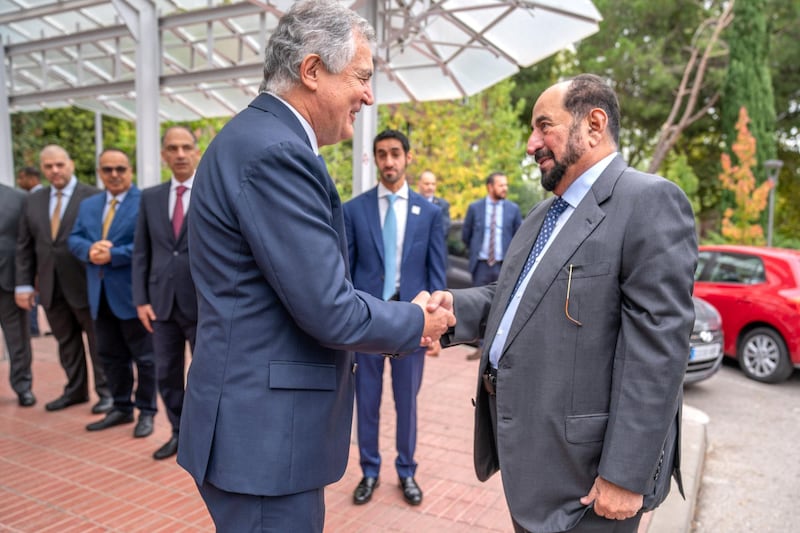 Sheikh Dr Sultan bin Muhammad Al Qasimi received the honour during a visit to Madrid for the Liber International Book Fair, where Sharjah was guest of honour. Courtesy Sharjah Media Office 