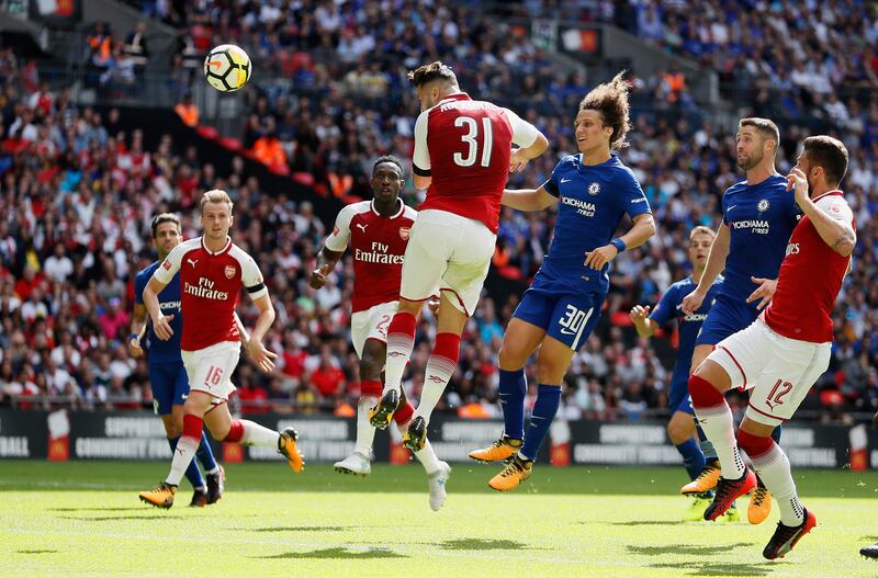 Arsenal's Sead Kolasinac scores his sides first goal. Kirsty Wigglesworth / AP Photo