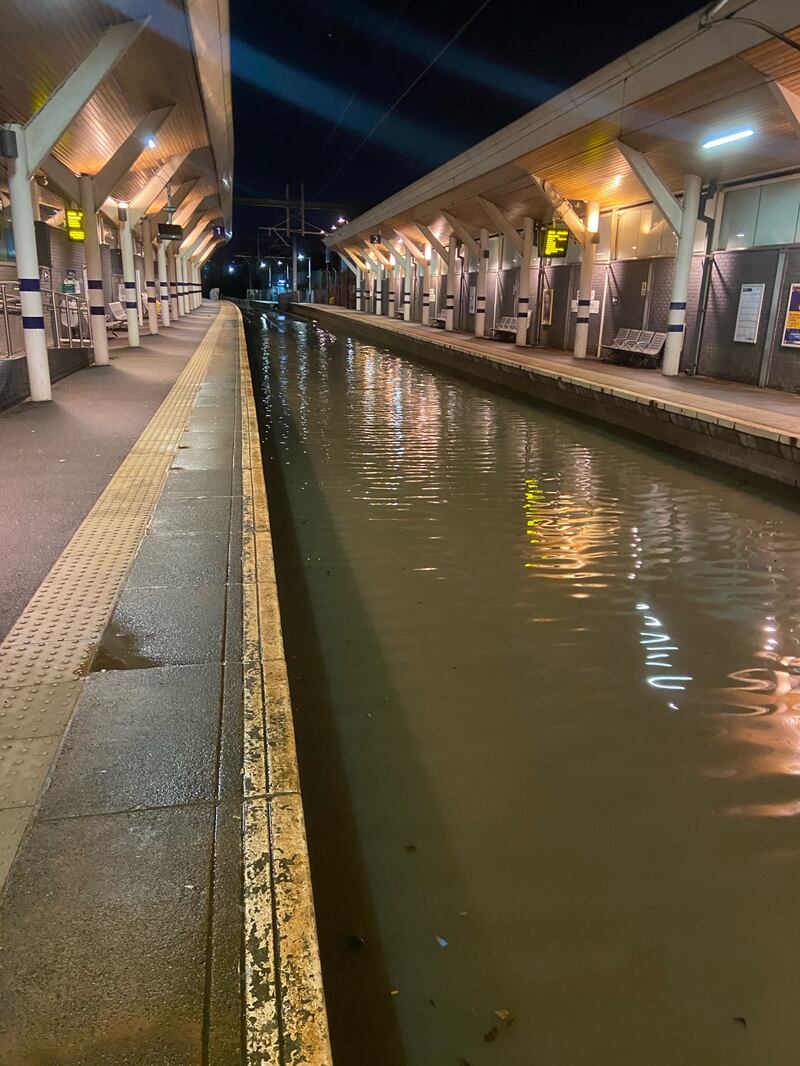 Flooding at Rotherham train station. Photo: Northern Rail