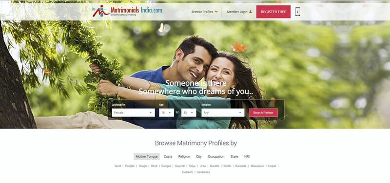 Matrimony.com website screen grab for Business.