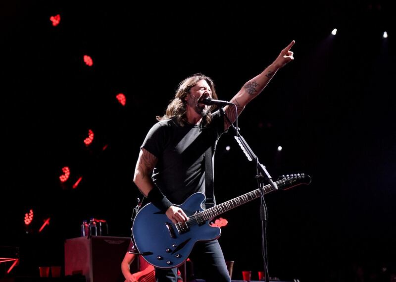 LAS VEGAS, NEVADA - DECEMBER 07: Frontman Dave Grohl of Foo Fighters performs at the Intersect music festival at the Las Vegas Festival Grounds on December 7, 2019 in Las Vegas, Nevada.   Ethan Miller/Getty Images/AFP (Photo by Ethan Miller / GETTY IMAGES NORTH AMERICA / Getty Images via AFP)