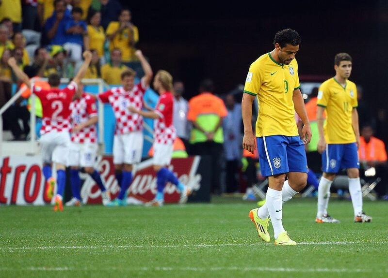 Fred of Brazil reacts after Croatia go 1-0 up on Thursday through an own goal by Marcelo in the first match of the 2014 World Cup in Sao Paulo, Brazil. Diego Azubel / EPA