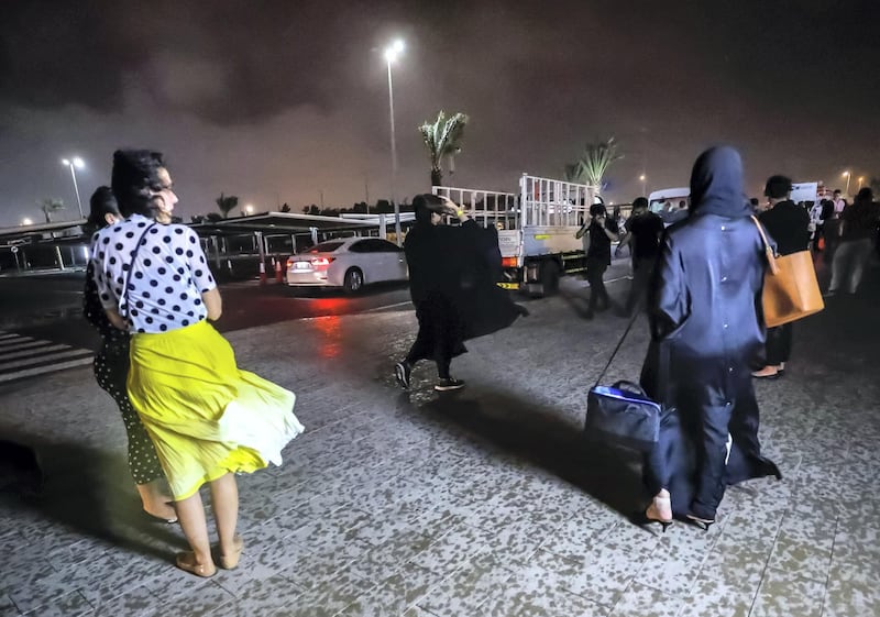 Abu Dhabi, U.A.E., November 12, 2018.  
Cancelled concert of Dua Lipa at the Louvre due to a sudden downpour and gusty winds.
Victor Besa / The National
Section:  NA
Reporter: