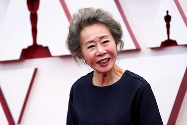 Youn Yuh-jung arrives at the 93rd Academy Awards in Los Angeles, California. Reuters