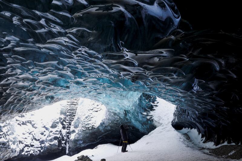 An ice cave in the Jokulsarlon glacier lagoon during winter on the southern coast of Iceland. Reuters