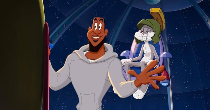 An animated LeBron James and Bugs Bunny in 'Space Jam: A New Legacy'. The film is a sequel to 1996's 'Space Jam', starring basketball legend Michael Jordan.