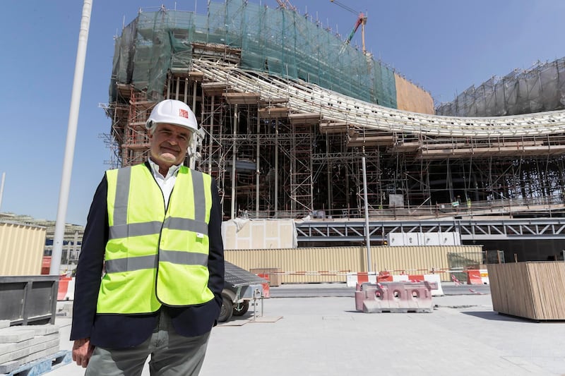 DUBAI, UNITED ARAB EMIRATES. 01 MARCH 2021. Italy expo commissioner Paolo Glisenti. Construction work continueing at full scale on the Italian Pavilion at the Expo 2021 site in Dubai. (Photo: Antonie Robertson/The National) Journalist: Ramola Talwar. Section: National.