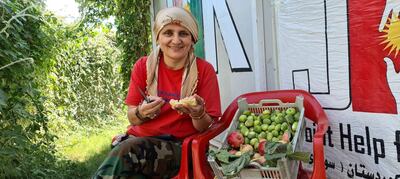 Nemam Ghafouri in the Sinjar region in Iraq, where a massacre of Yazidis by ISIS forces took place in 2014, prompting the activist to launch her NGO, Joint Help for Kurdistan. Nemam Ghafouri / Twitter