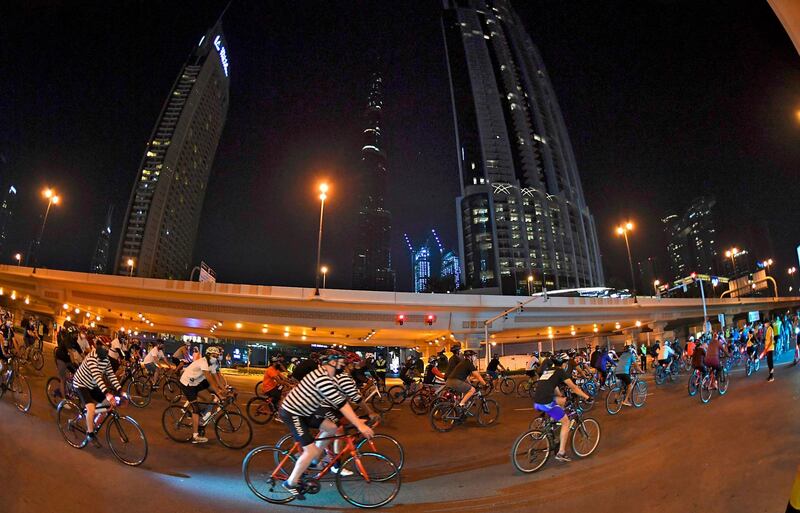 Thousands of cyclists took part. Karim Sahib / AFP