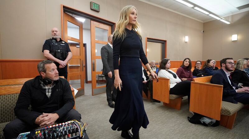 Paltrow wore head-to-toe Prada in court on day four, with a cashmere shirt, midi skirt and boots. EPA 