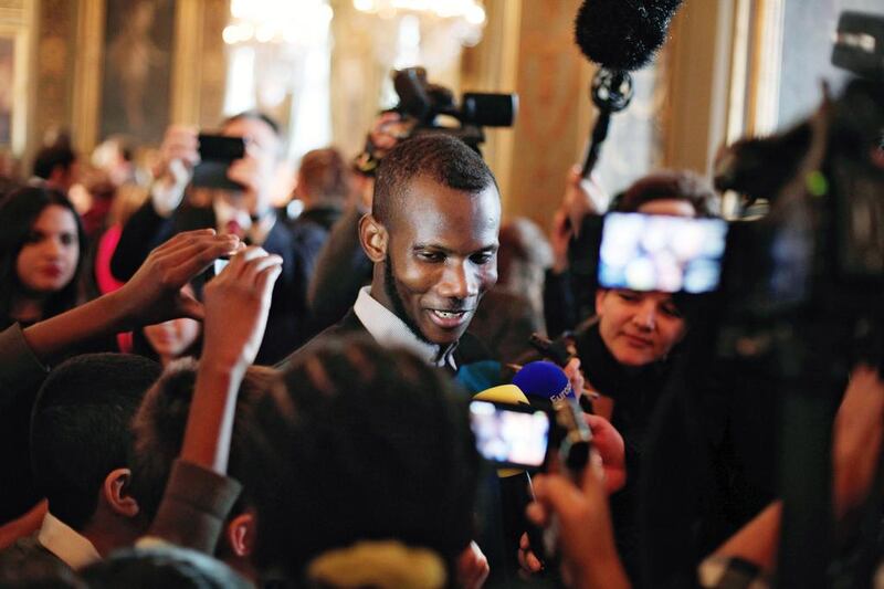 Lassana Bathily is a Malian immigrant who saved several Jewish shoppers who were hiding in a kosher market’s basement when gunman Amedy Coulibaly burst in on January 9, 2015. Thibault Camus/ AP Photo