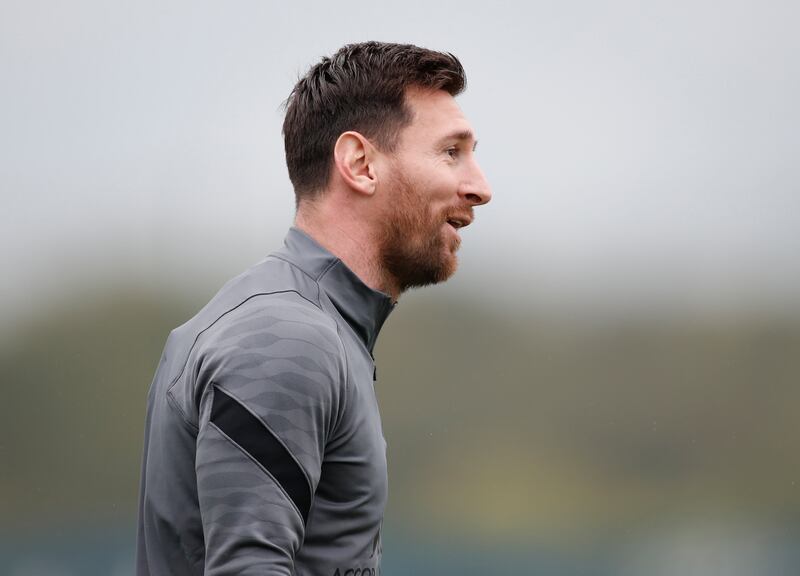 Lionel Messi during PSG training on the eve of their Champions League match against Manchester City. Reuters