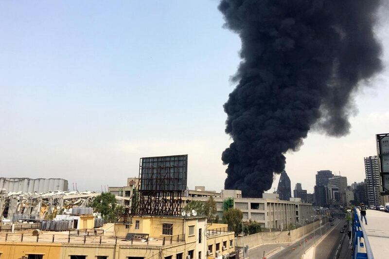 Smoke rises from Beirut's port area. Reuters