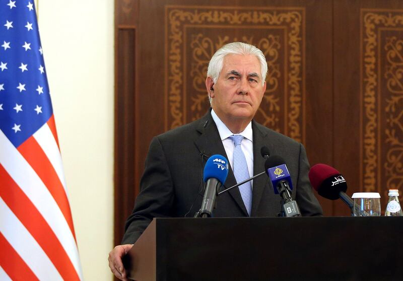 US Secretary of State Rex Tillerson in Doha on Tuesday. AFP PHOTO / STRINGER