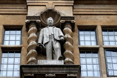 A statue of Cecil Rhodes outside Oriel College, Oxford, UK. Eddie Keogh / Reuters