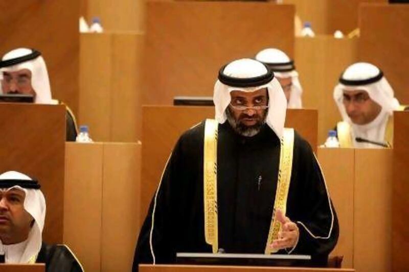 The FNC member Hamad al Rahoumi, standing, has questions he wants answered at today's meeting of the council.