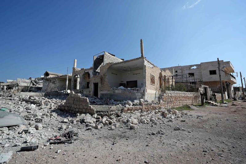 Damaged homes in the village of al-Nayrab. AFP