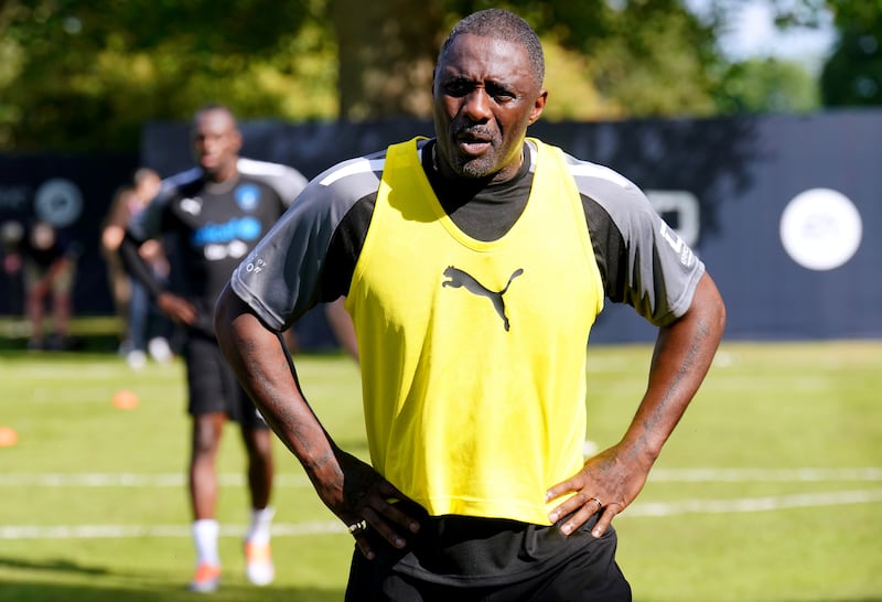 World XI manager Idris Elba during a training session ahead of Soccer Aid 2022. PA