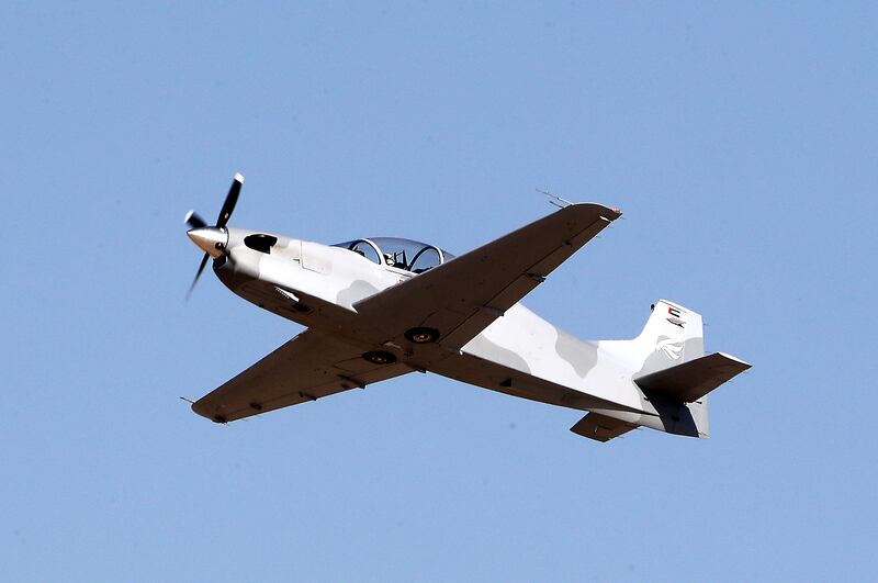 A Bader 250 craft during the flying display at the Dubai Air show. Pawan Singh / The National