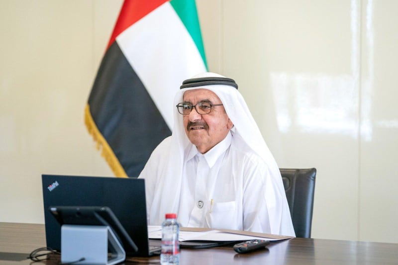 Sheikh Hamdan bin Rashid, Minister of Finance and Deputy Ruler of Dubai, attends Sunday's UAE Cabinet meeting. Courtesy: Dubai Media Office