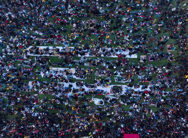 A sea of Iraqi fans at a fan zone. It is the first time Iraq has hosted the cup since 1979, the same year Saddam seized power. AFP