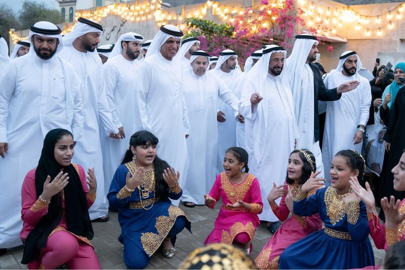 The Ruler of Sharjah laying the foundation stone of the Maritime Academy and unveiling a number of monuments and archaeological buildings in Khor Fakkan.