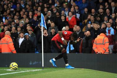 Manchester United's Fred reacts after objects are thrown at him during the English Premier League soccer match at the Etihad Stadium, Manchester, England on December 7, 2019. Mike Egerton / PA via AP