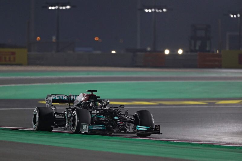 Mercedes' Lewis Hamilton en route to victory at the Losail International Circuit. AFP