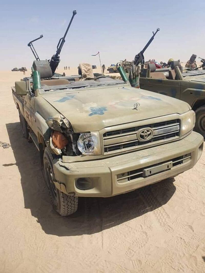 A vehicle mounted with an anti aircraft gun belonging to the Front pour l’alternance et la concorde au Tchad (FACT) captured following clashes with the Chadian army in Nyze, 50km north east of Zigueye, on April 17, 2021. AFP